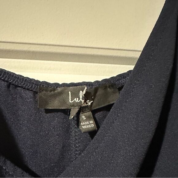 Lulus NWT Sweetest Admirer Navy Blue Ruched Surplice Maxi Dress size Small - Picture 4 of 5